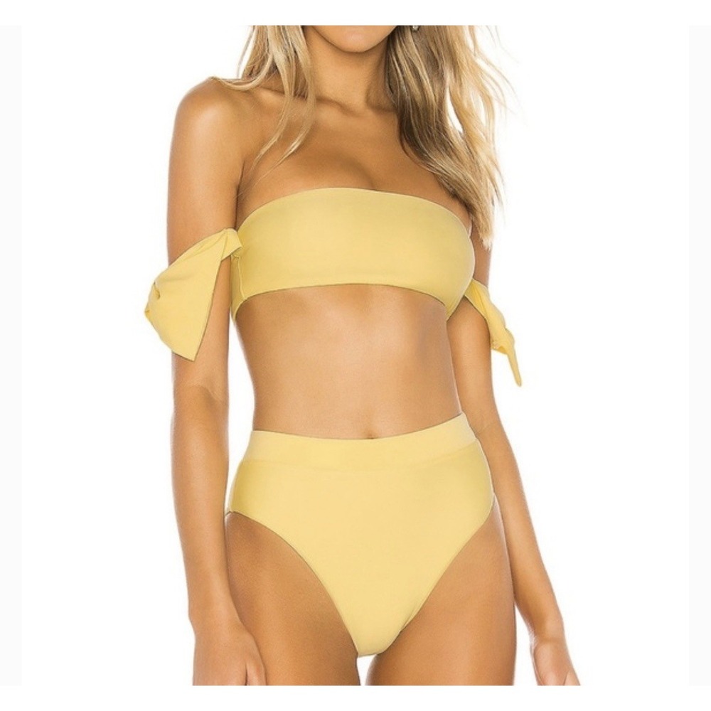 Tularosa Felicity Revolve Yellow Bikini Set Small Off Shoulder High‎ Waist NWT